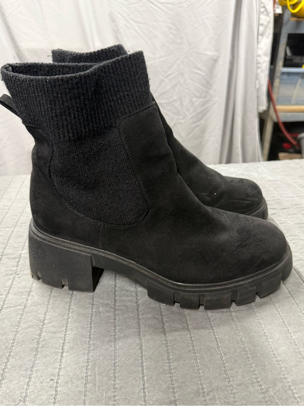 torrid Black Chunky Lug Sole Sock Ankle Boots - Women